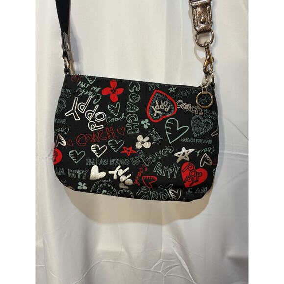 Coach Heart Poppy Purse Tote Graffiti Swing Shoulder Bag Limited Edition - Picture 4 of 9